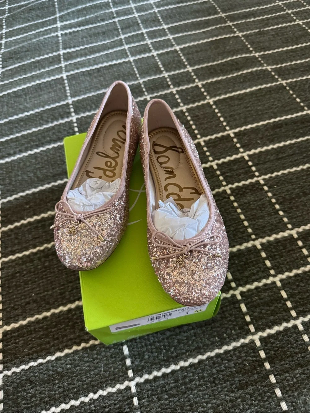 Sam Edelman Girls Pink Glitter Ballet Flats
